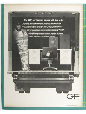 Print Ad GF Serviceman Comes Order Vintage1966 Business Furniture Delivery MOD